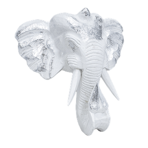 Маска настенная Голова Слона 30х30 см белая с серебром