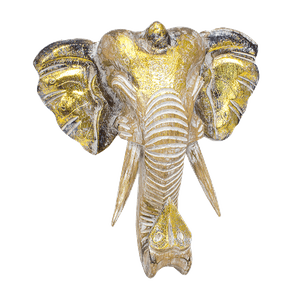 Маска настенная Голова Слона 30х30 см натуральная с золотом
