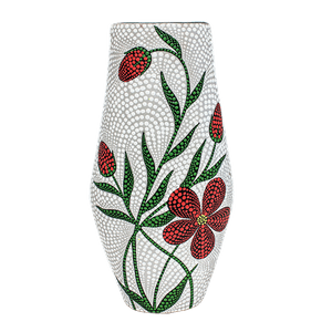 Ваза напольная Красный цветок 27х50 см бело-серая терракота