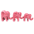 Слоники Семья 15,12,10 см розовые с белым