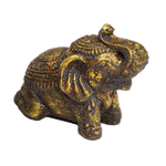 Слоник 13х11 см античное золото натуральный камень