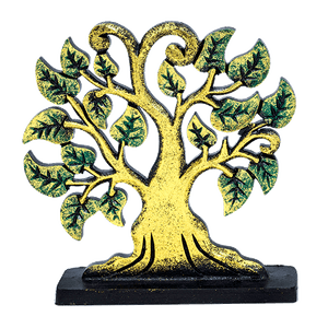 Фигура Вечное древо 22 см античное золото с изумрудным албезия