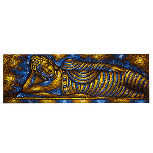 Картина Будда Нирвана 90х30 см в огненно-синих тонах