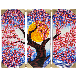 Картина маслом Триптих Весна 64х50 см австралийская роспись