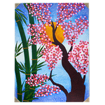 Картина маслом Весна Сакура Бамбук 60х80 см австралийская роспись