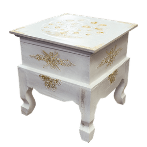 Столик сундук 40х40 см Древо жизни золото белый албезия