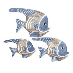 Рыбки Набор 3 шт 24,20,17 см серо-синие албезия