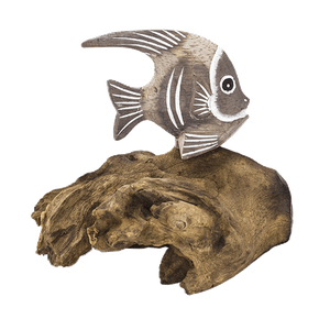 Интерьерная композиция Рыбка на коралле 17х11 см в серых тонах форма и размер в ассортименте