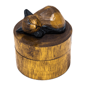 Шкатулка Кошка Сладкий сон 8х9 см коричневая