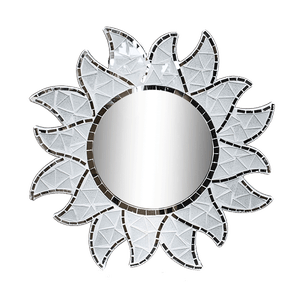 Зеркало Солнце 40 см серебряный шторм инкрустация мозаика