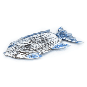Блюдо декоративное Рыба 48х22 см зольная с голубым
