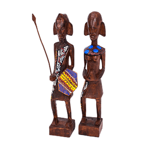 Аборигены Пара 25 см Воины австралийская мозаика коричневые в ассортименте махагон