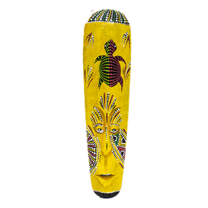 Маска настенная Тотем 50 см Черепаха с элементами австралийской мозаики желтая албезия