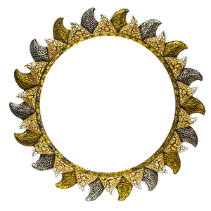 Рама для зеркала Солнце Тасмания 60 см античное золото и серебро