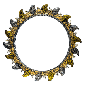 Рама для зеркала Солнце Тасмания 60 см античное серебро и золото