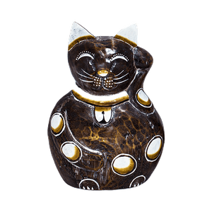 Кошка Манеки Неко 18х26 см резьба коричневая албезия