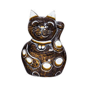Кошка Манеки Неко 15х22 см резьба коричневая албезия