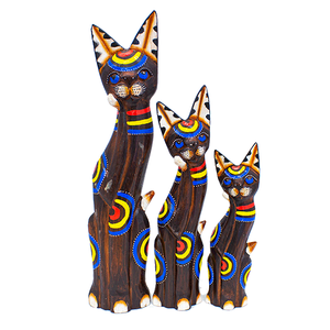 Кошки в мечтах Семья 50,40,30 см Гипноз цветная роспись коричневые
