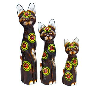 Кошки Семья 50,40,30 см Гипноз цветная роспись коричневые