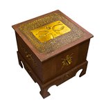 Столик с ящиком Глаза Будды 40х40 см под красное дерево с золотом