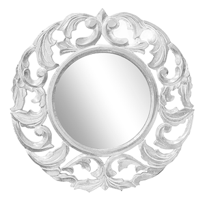 Зеркало в резной раме Симона 50х50 см inside 26х26 см белое серебро