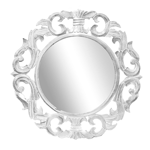 Зеркало в резной раме Рем 70х70 см inside 40х40 см белое серебро