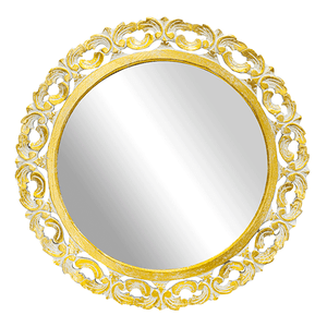 Зеркало в резной раме Фелиция 70х70 см inside 50х50 см белое золото