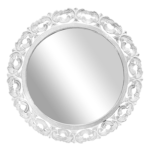 Зеркало в резной раме Фелиция 70х70 см inside 50х50 см белое серебро