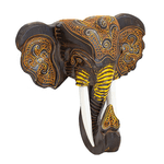 Маска настенная Слон 32х30 см Восточный орнамент коричневая с золотом албезия