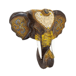 Маска настенная Слон 30х30 см Восточный орнамент инкрустация ракушками коричневая с золотом албезия