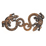 Панно настенное Гекконы пара 50х22 см флористическая роспись коричневое