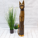 Кошка 100 см роспись полосками и мазками узор на хвосте коричневая