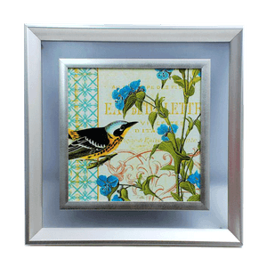 Картина 42х42 см Винтаж Птица и цветы