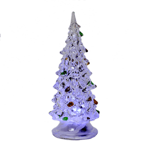 Ёлка с цветными лапками 15 см подсветка прозрачная