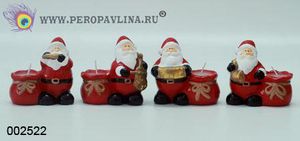Подсвечник+свеча Дед Мороз+Мешочек 7,5см к/48
