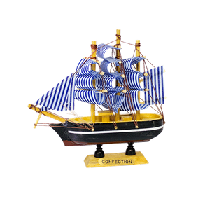 Макет Корабля 14х13 см черно-коричневый синие паруса