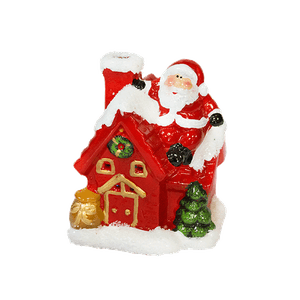 Дед Мороз с мешком на домике 7х9 см с подсветкой