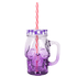 Кружка Череп 500 мл с трубочкой фиолетовая
