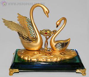 Лебеди пара+подст хруст 17*16*10см мет+страз/12шт