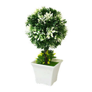 Дерево декоративное Самшит 30 см бело-зеленое