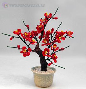 Дерево Сакура 25*25*9см асс красн стекло/24шт