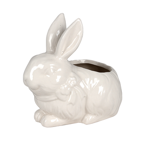 Кашпо Кролик 15х14 см белое керамика