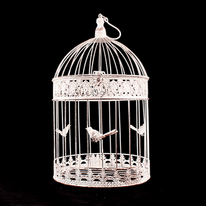 Клетка декоративная Три птички 25х42 см бежевая потертая