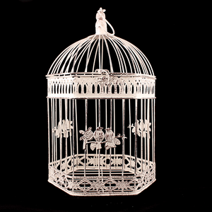 Клетка декоративная Птички на ветке Роза 26х42 см бежевая потертая