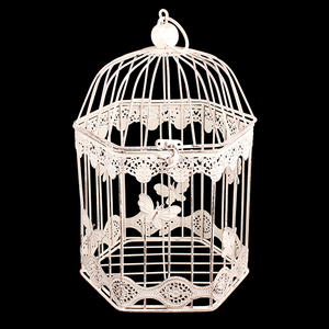 Клетка декоративная Ажур Бабочки 21х33 см бежевая потертая