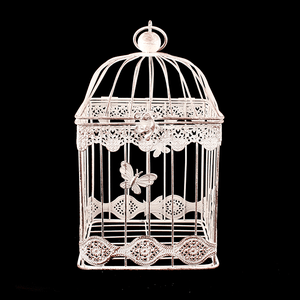 Клетка декоративная Ажур Бабочки 18х33 см бежевая потертая