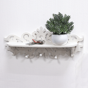 Полочка Вешалка резная Марокко 3 крючка 47х18х9 см белая