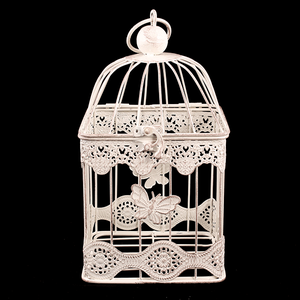 Клетка декоративная Ажур Бабочки 14х25 см бежевая потертая