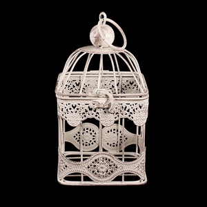 Клетка декоративная Ажур 11х21 см бежевая потертая