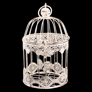 Клетка декоративная Ажур Бабочки 15х26 см бежевая потертая